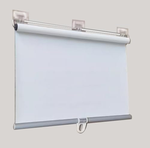 Blackout Roller Blinds for Windows, Retractable Suction Cup Curtain, Automatic Retractable Roller Shades,No Drilling, Privacy Roller Blinds for Office,Home,RiceWhite-60 * 150cm