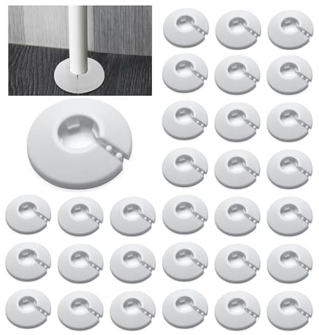 30 Stück Einzel Heizungsrohr Rosette, heizungsrohr abdeckung,Rohrabdeckung, Abdeckrosetten, Heizung, Verkleidung, Heizkörper Rosetten, weißes Polypropylen, weiss (22MM)