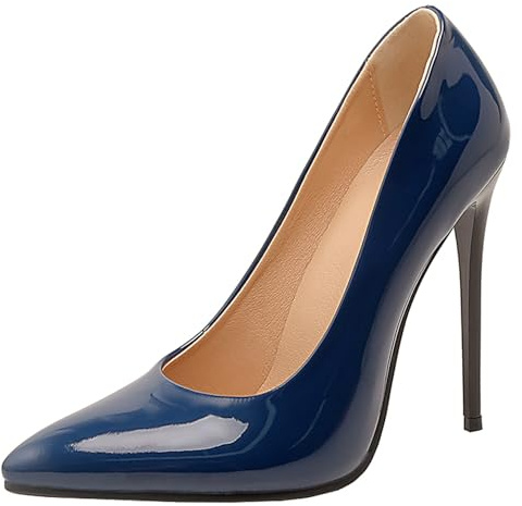 Décolleté a Spillo da Donna Tacco Alto Scarpe Appuntito Senza Chiusura Semplici Scarpe da Sera, Numero 33-51