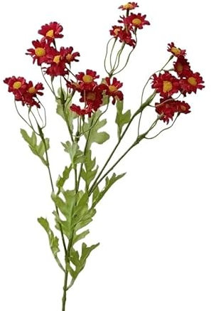 HUFFA 30 einzelne Kamillen-Kunstblumen, Kleiner Gänseblümchen-Blumenstrauß, Wohnzimmer-Gefälschte Gänseblümchen-Dekoration, Chrysantheme, getrocknete Blumenornamente(Claret)