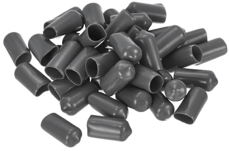 sourcing map 50pcs Rubber End Caps 10mm(3/8) ID Vinyl PVC Round Tube Bolt Cap Cover Screw Thread Protectors Dark Grey