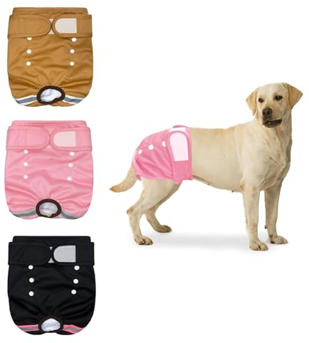 ROEOWENE 3 Pezzi Pannolini Cane Lavabili Regolabili Pannolini per Cani