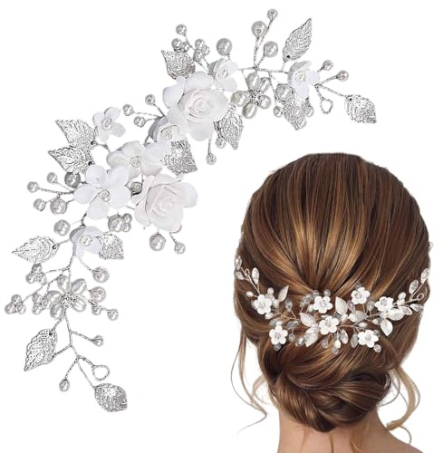 Silber Kristall Stirnband, Blume Blatt Kopfschmuck, Hochzeit Haarschmuck für die Braut, Haarschmuck für Frauen und Mädchen