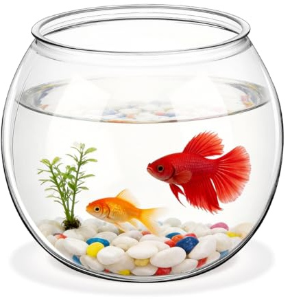 Homoyoyo Transparent Unbreakable Globe Fish Tank Small Desktop Fish Bowl Home Office Decor Creative Tank Ornament 5.91X5.12X4.72In