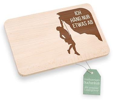 ABENTEUERNAH Planche à petit-déjeuner personnalisée pour homme, planche à pain avec gravure, grimpeur uni, 22 x 14 cm