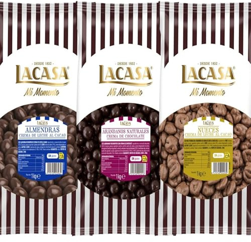 Lacasa Mi Momento pack 3kg bolas: Almendra con chocolate con leche,Arándanos con chocolate Negro,Nuez con chocolate con Leche