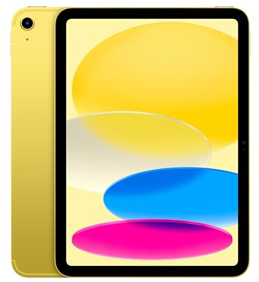 Apple iPad avec Puce A16 : Écran Liquid Retina 11 Pouces, 256 Go, Wi-FI 6 et connectivité cellulaire 5G, caméras Avant/arrière 12 Mpx, Touch ID, autonomie d’Une journée – Jaune