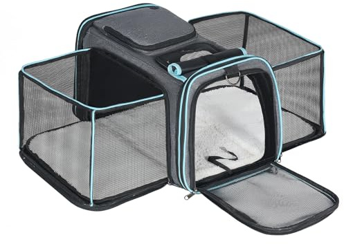Pesen Expandable Dog & Cat Carrier, Airline Approved Soft Pet Carrier, Breathable & Collapsible Design, Ideal for Small Dogs, Cats, Rabbits and Other Small Animals – Larger Expansion Area for Comfort