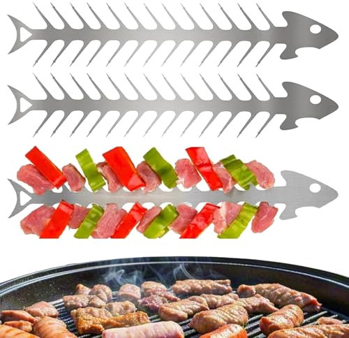 Omnikryp 3 Pezzi Spiedini, Spiedini per Barbecue in Acciaio Inox, 30 cm Spiedo per Barbecue Riutilizzabili, Spiedino BBQ per Verdure, Carne e Salsicce, per Grigliate All'aperto e In Giardino