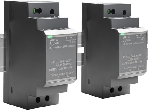 GAOUTO 2 Stück HDR-30-24 Hutschienen Netzteil 24V: 24VDC 30W 1,5A DIN Schienen Schaltnetzteil, DIN Schienen Transformator für Industrielles Automatisierungs System