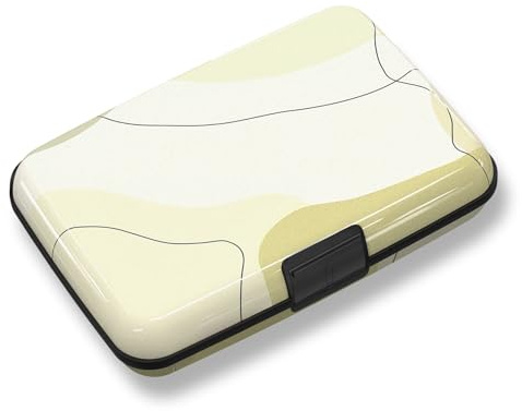 Credit Card Holder, Mini RFID Small Aluminum Card Wallet, Blocking Slim Metal Business Card Case, RFID Blocking Front Pocket Wallet Hard Case Durable CC Holder for Women Girls, Art Modern Brown