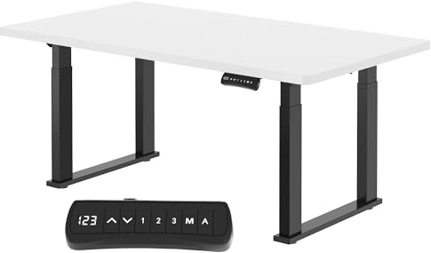 FLEXISPOT Höhenverstellbarer Schreibtisch 200 x 80 cm, Doppelmotor, 3 Memory-Positionen und Sitzerinnerung – perfekt fürs Büro und gemütliche Zusammenkünfte, Schwarz+Weiß