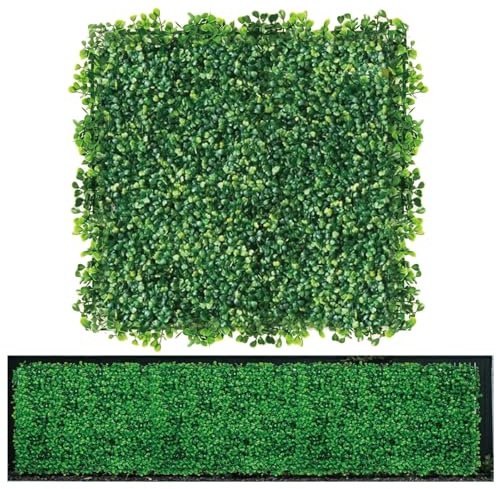 Artificial Grass Wall Panels and Backdrop, 10 x 10 12Pcs Boxwood Artificial Grass, UV-Resistant Boxwood Panels for Indoor Outdoor Green Wall and Privacy Fence