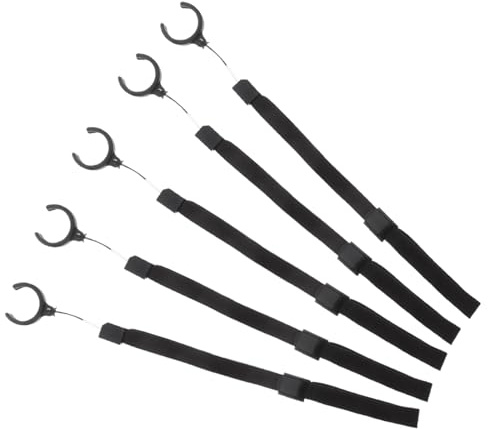 VALICLUD 5 Pièces Lanières Élastiques pour Canne de Marche Réglables Accessoires Robustes pour Poignets Support Mains à Attacher Ceinture ou Noir