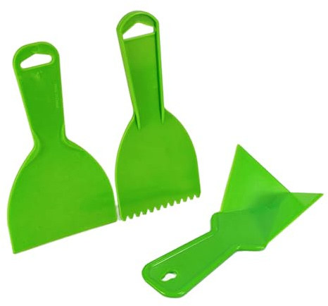 Juego de 3 espátulas de masilla y espátula con muescas de dientes para construcción, bricolaje y mejoras del hogar para pared