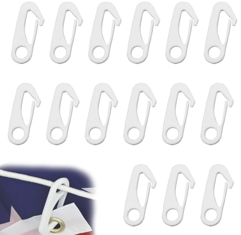 TILONKJ 15 Pcs Flag Pole Clip, Flag Pole Clip Hooks,Wind Flag Pole Snap Hooks Flag Clips,Flag Nylon Rope Accessory Garden Flag Clips Anti Wind Flag Hooks Rings Kit for Connect Fixed Flags and Ropes