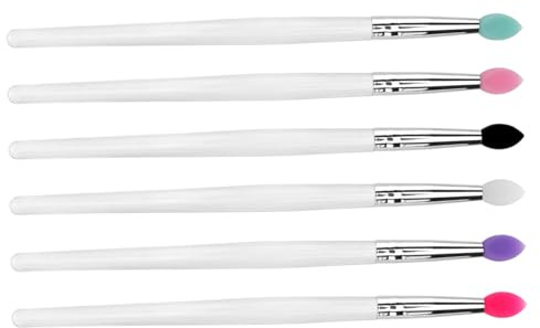 NOLITOY Pinceles De Silicona Para Sombra De Ojos 6 Piezas Multicolor Grandes Lentejuelas Herramienta Maquillaje Ojos Adecuado Uso Diario Reemplazo