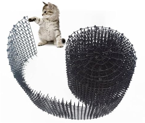 Dissuasore per Gatti 400x30cm, Tappetino Repellente in Plastica con Spuntoni, Anti-Gatto per Protezione Giardino e Animali Domestici (nero)