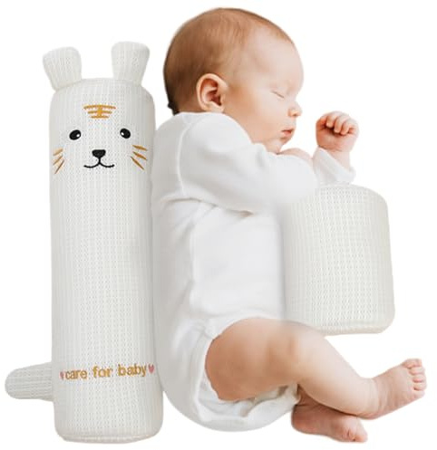 Ferricult Posizionatore per il sonno antirotolamento regolabile con zeppa laterale per bebè per supporto per la schiena Cuscino a cuneo morbido e traspirante per neonato, bianco
