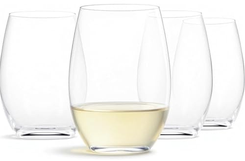 ANQKYO Copas de vino sin pie Juego de 6 copas vino blanco sin tallo Basics, aptas for lavavajillas