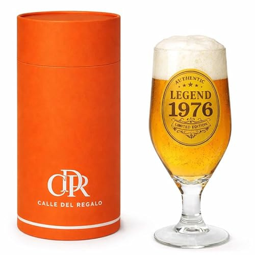 CALLEDELREGALO Copa de Cerveza 1976 | Edición Limitada | con Estuche incluido | Regalo original para hombres y mujeres | Perfecto para cumpleaños (1976)