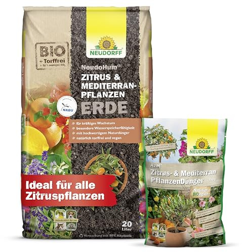 Neudorff Zitrus-Set – Bio Zitrusdünger und torffreie Zitruserde für kräftiges Wachstum und reiche Ernte aromatischer Zitronen, Orangen und Oliven