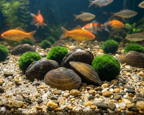 NatureHolic - Natur Teichfilter Komplettset | 3 Marimo Mooskugeln & 3 Teichmuscheln | Biologische Algenbekämpfung & Wasserpflege für Gartenteich ohne Chemie