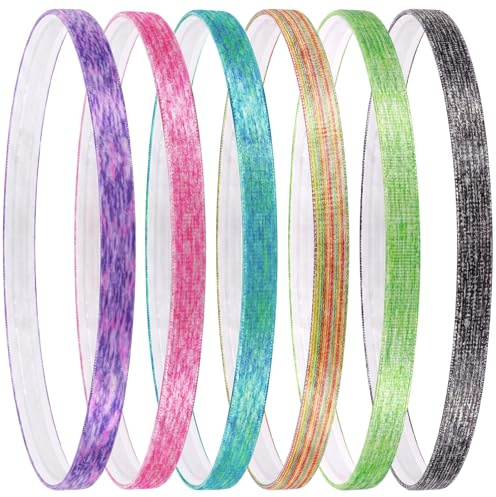 Blooms Sport Haarband Mädchen Jungs Kinder, 6 STK Stirnband Damen Dünn Sommer Haarbänder Antirutsch Silikon Schweißband Stirn Elastische Stirnbänder für Fußball, Laufen, Yoga, Tennis