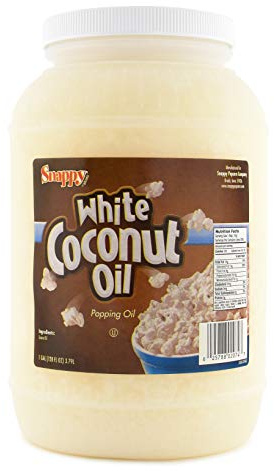 Snappy Pure White Coconut Popcorn Oil for Movie Theater Style Snacks, Professional Machines, Home Snack Preparation, 100% Colorless Coconut Oil, One Gallon, Premium Cooking Ingredient