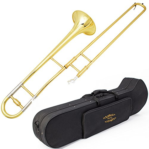 Glory GTD-2 B Flat Brass Trombone with Case & 12C Mouthpiece,Gold Finished,Tenor Trombone