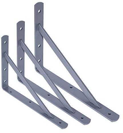 PRIOstahl® REGALTRÄGER METALL | SCHWERLASTTRÄGER | REGALHALTER | 205 x 250 mm | Regalbodenträger Schwerlastkonsole Wandkonsole Regalwinkel Schwerlastwinkel (10 Stück, silber)