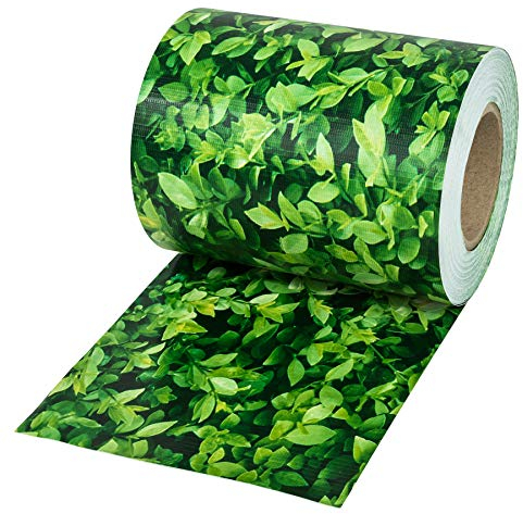 tectake® Sichtschutzfolie, Sichtschutzstreifen mit Befestigungsclips, Windschutz, Sonnenschutz, Sichtschutzmatte für Balkon, Garten, Terrasse, für Stabmattenzaun und Zaunelemente - 70 m, grünes Laub