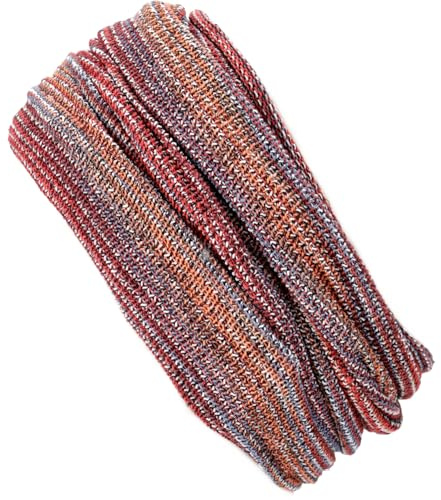 Magic Hairband, Dread Wrap, Schlauchschal, Mütze, Loopschal rostrot/flieder | Elastischer Loop, vielseitig tragbar, Umfang 42 cm, Breite 60 cm, ideal für Frauen, aus Baumwolle und Elastan.