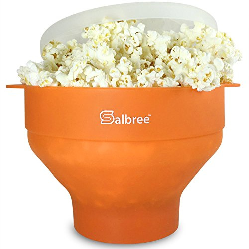 Salbree Microwave Popcorn Popper Maker Silicone Collapsible Bowl No Oil | Available in more colors than any competitor. Collapse flat for easy storage and requires no oil for light, healthy snacking