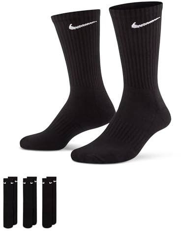 Nike Everyday Cush Crew 3Pr Calze Uomo, Nero (Black/White), 38-42