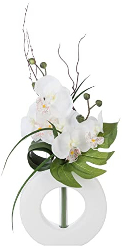 ATMOSPHERA CREATEUR D'INTERIEUR - Vaso di orchidee artificiali bianche in ceramica H44cm