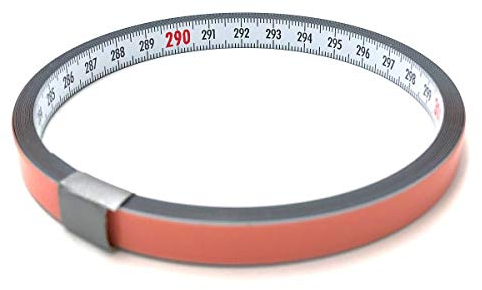 Skalenbandmaß 5m mit Selbstklebefolie - Bezifferung von links nach rechts - Stahl weiß lackiert - Breite: 10mm, mit Duplexteilung - Gehrungsband Anschlagband Rollbandmaß Lineal