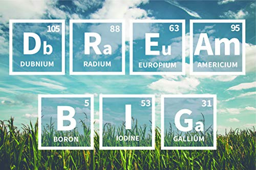 JMM Industries Dream Big Periodic Table Elements and Subatomic Particles Motivational Educational Inspirational Poster 12-Inches by 18-Inches Print Wall Art CAP00001