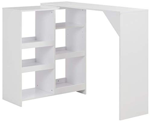vidaXL Barbord med flyttbar hylla vit 138x39x110 cm