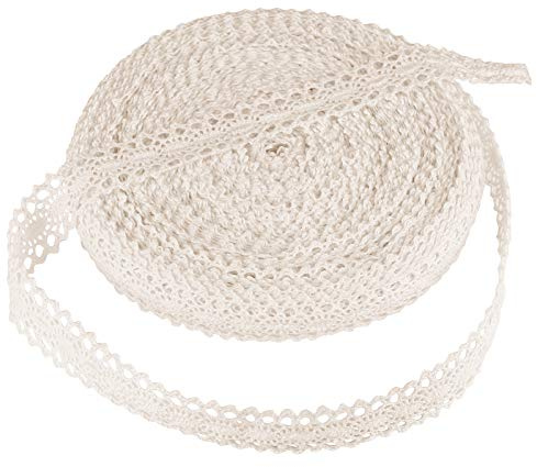 Naler Spitzenband Cremeweiß 20 m x 22 mm, Baumwollspitze Häkelborte im Vintage-Stil, Dekoband für DIY Basteln, Hochzeit & Nähen