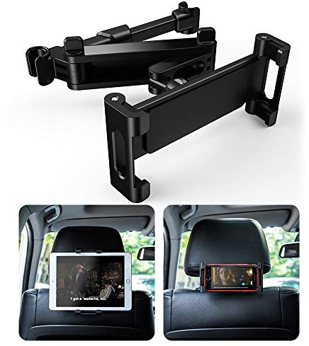 UIHOL Soporte Tablet Coche, Auto Reposacabezas Soporte para Tablet 360° Rotación Fácil instalación Ajustable Diferentes Tamaños Universal para 6-12 Pulgadas iPad Pro Air Mini Tab, Smartphone