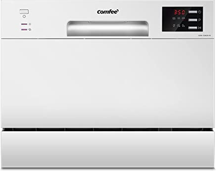 COMFEE' Table Top Dishwasher with 6 Place Settings, Mini Countertop Dishwasher for Small Families, Couples, LED display, Delay Start, 47dB Quiet Noise, White