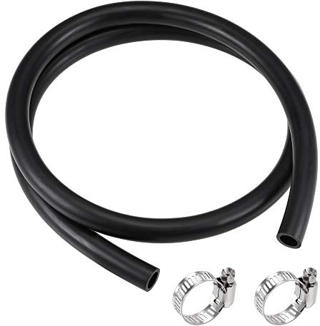 sourcing map Lubricating Oil Hose 10mm ID 14mm OD 3.3ft Rubber Water Hose Black, 2 Clamps
