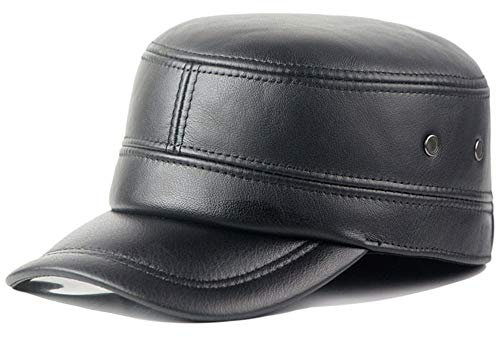 DongBao Herren Leder Baseball Cap Mit Ohrenschutz Baseballmütze Mützen Schirmmütze Kappe Militärhut Army Mütze