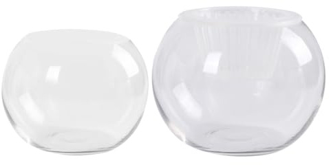 DOITOOL Vaso Di Vetro Trasparente Rotondo 3.94In Supporto Per Piante Idroponiche E Decorazione Creativa Per Casa Ufficio Hotel Acquario Da Tavolo