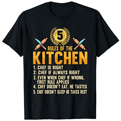 Funny Chef Rules Of The Kitchen Baker Cook Knife T-Shirt
