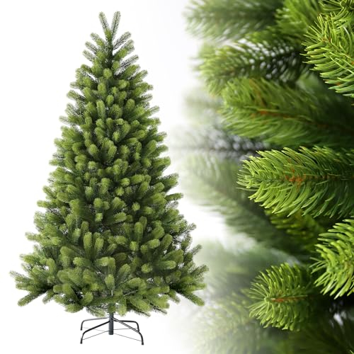 SALCAR Albero di Natale Artificiale 180 cm, Abete di Natale Folto con Guanti e 100% PE Punte per Rami, Supporto in Metallo, Montaggio Rapido, Ignifugo