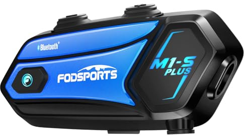 Fodsports M1-S Plus Bluetooth Headset Intercom, Motorcycle Communication System with Music Sharing, Microphone Mute, FM Radio, Noise Cancellation, Universal Motorcycle Helmet Speaker(single pack)