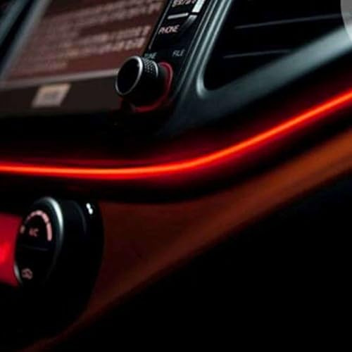 Recambo 2M EL Wire LED Ambiente Beleuchtung, 12V Flexible Neon Lichtleiste, Innenraumbeleuchtung für Auto, Inverter Inklusive, Wasserdichtes Ambientelicht für PKW, Orange