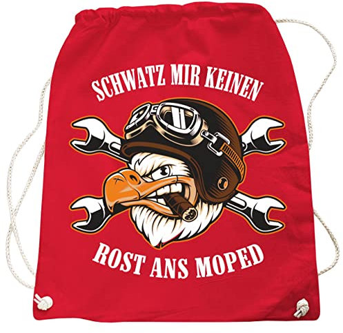 Rucksack Turnbeutel Bag Schwatz Mir keinen Rost ans Moped Motorrad Sprüche in vielen Farben